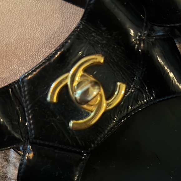 Chanel 1990s CC turn-lock slide sandals , size 36, black , gold - Picture 8 of 9